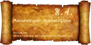 Mansberger Augusztina névjegykártya